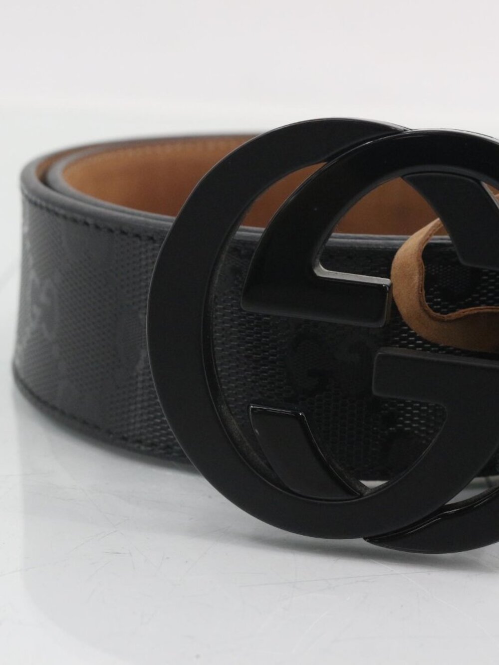 Gucci Black & Tan GG Logo Leather Belt
